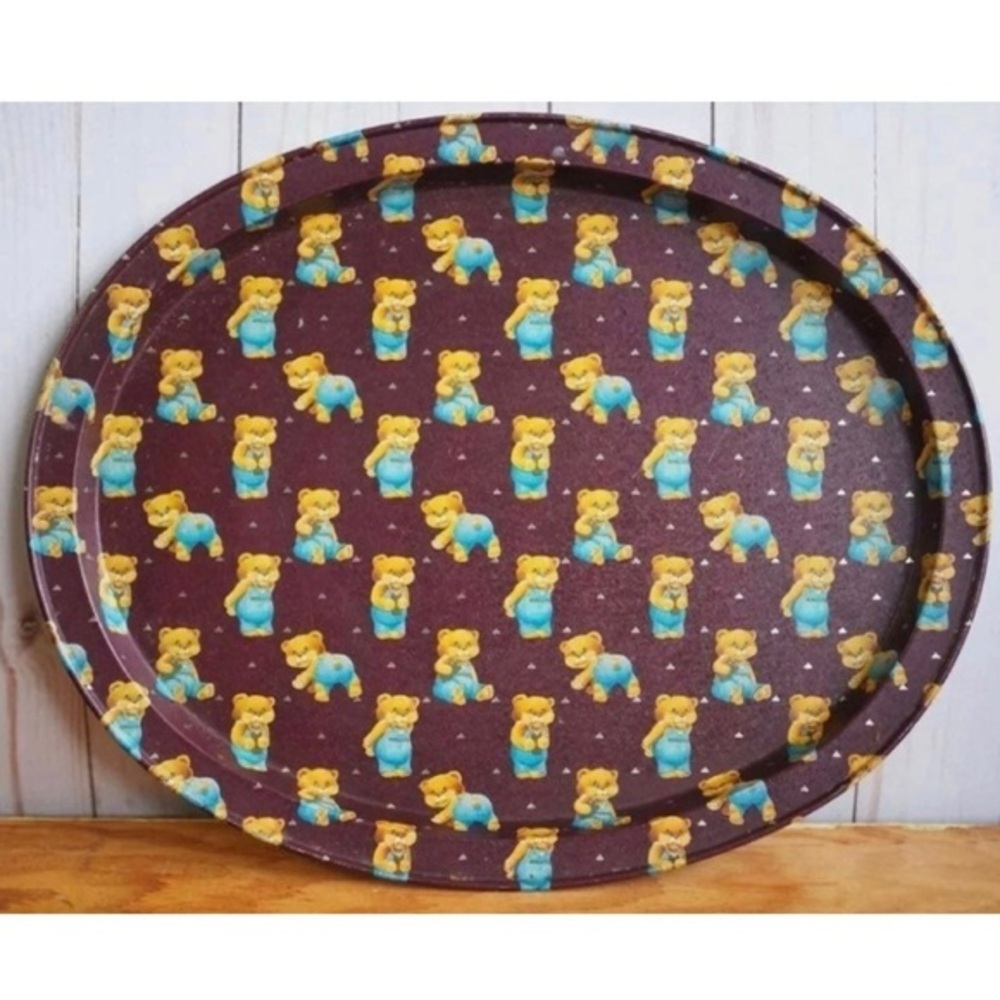 Vintage Hershey's Chocolate Bears Metal Tin Tray Kitchen Serveware Teddy Bear
